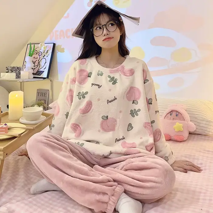 Ensemble de pyjama chaud en flanelle pour femmes