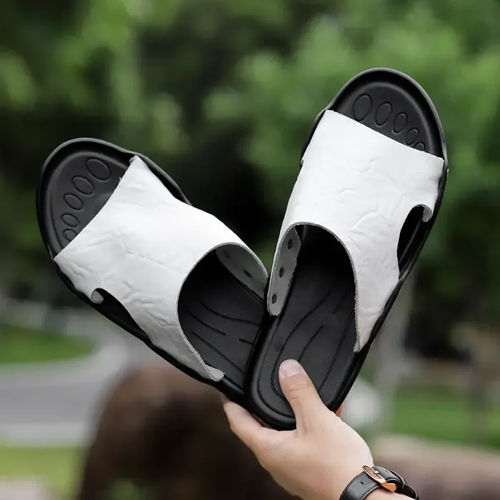 Pantoufles en cuir véritable pour hommes