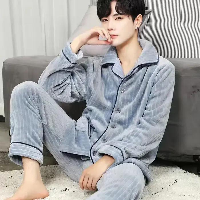 Nouveaux ensembles de pyjamas en flanelle pour hommes 2025 – Collection automne-hiver – Chauds, épai