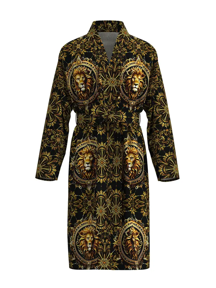 Nouveau Peignoir Homme 2026 à Motif Tête de Lion, Impression Numérique 3D Intégrale, Décontracté, Lé
