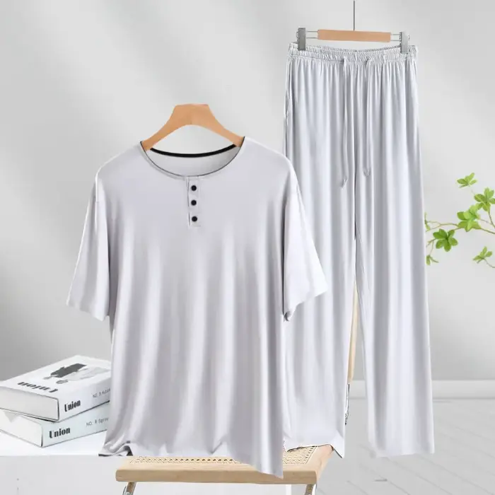 Pyjama homme manches courtes pantalon Long ensemble Modal grande taille vêtements de nuit vêtements