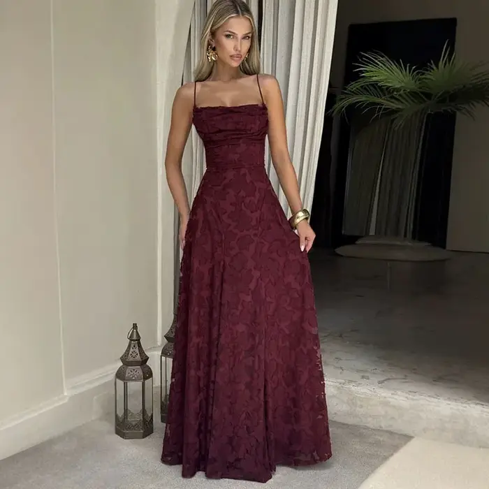 Robe longue à bretelles licou pour femmes, Sexy, élégante, couleur unie, taille haute, sans manches,