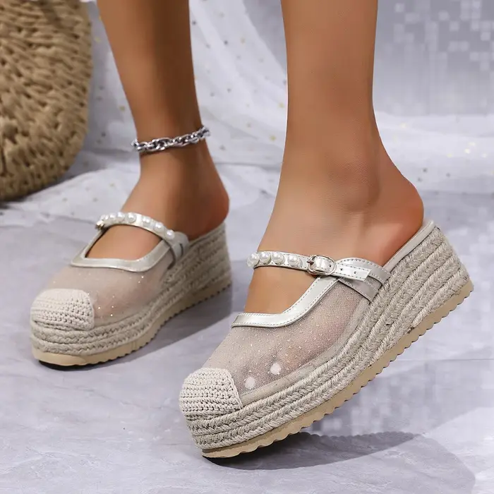 Nouvelles mules d'été pour femmes, style bohème, respirantes et décontractées, sandales à plateforme
