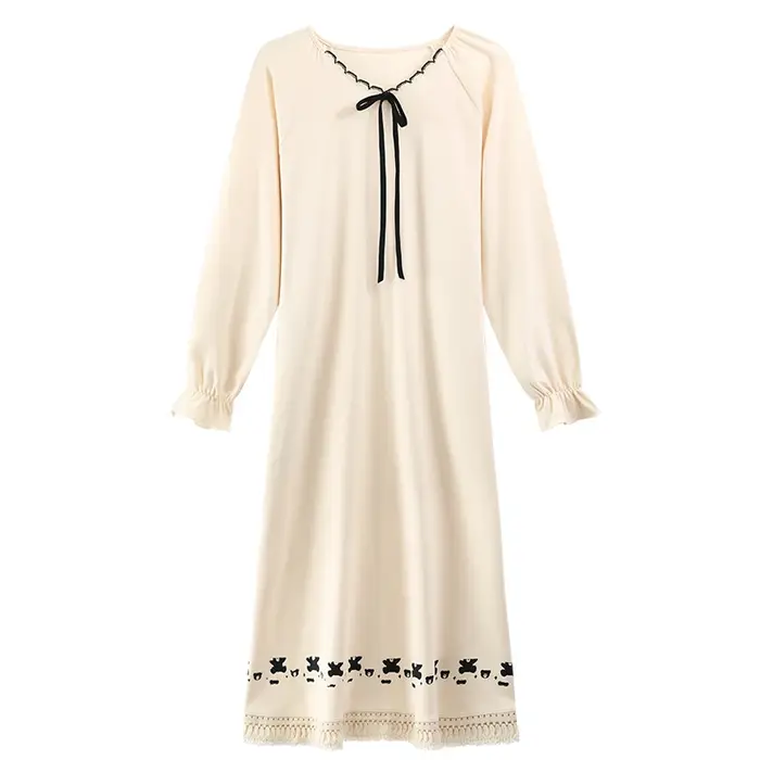 Grande taille M-4XL femmes chemise de nuit 100% coton à manches longues chemise de nuit femme robe d