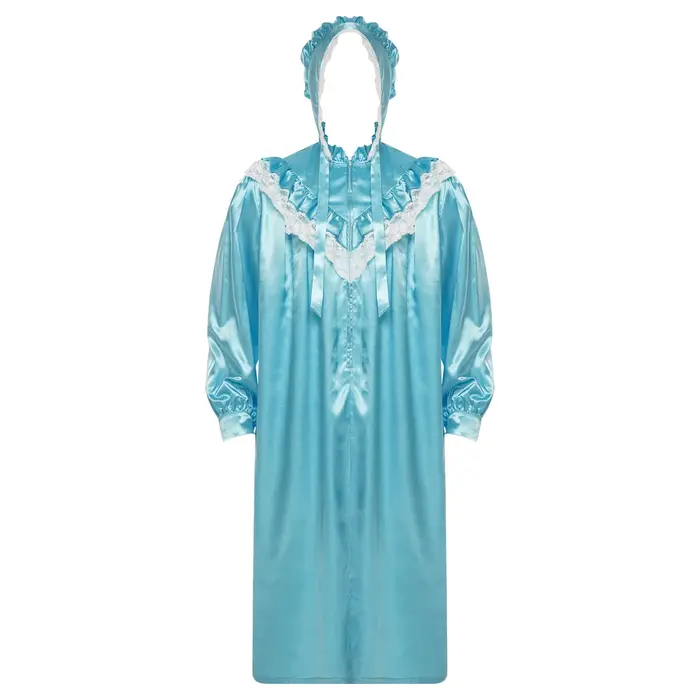 Pyjama pour hommes avec chapeau, ensemble de nuit victorien à volants et dentelle, robe de nuit sati