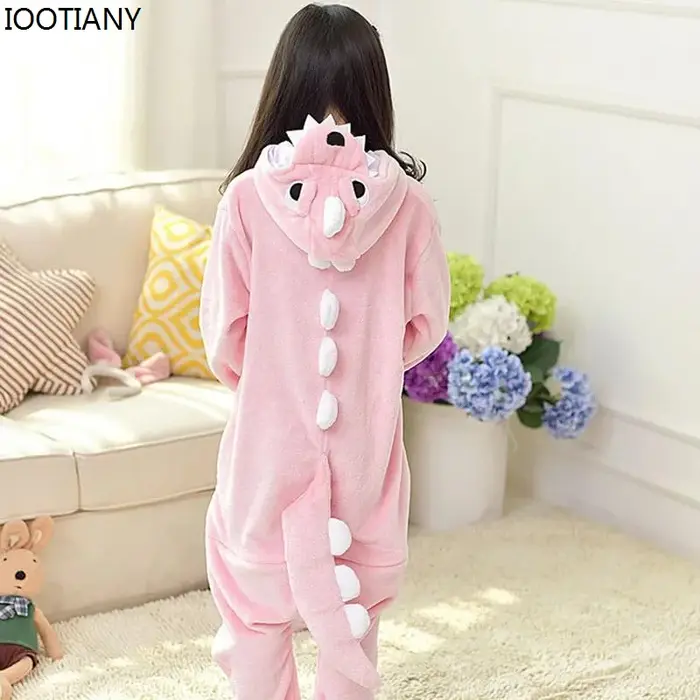 Pyjama Chaud en Motif de Dinosaure Rouge pour Enfant, Vêtements de Maison, Tenue de ix, de Carnaval,