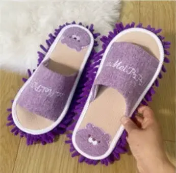 1 Paire de Chaussons Serpillères en Microfibre Lavables pour Nettoyage des Sols, Chaussures de Netto
