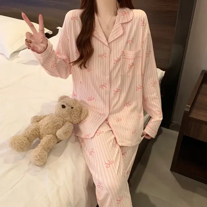 Ensemble de pyjama décontracté à manches longues pour femmes