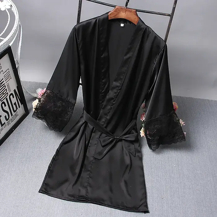 Ensemble de peignoirs et robes de chambre en satin pour femme, collection Printemps-Été, tenue de nu