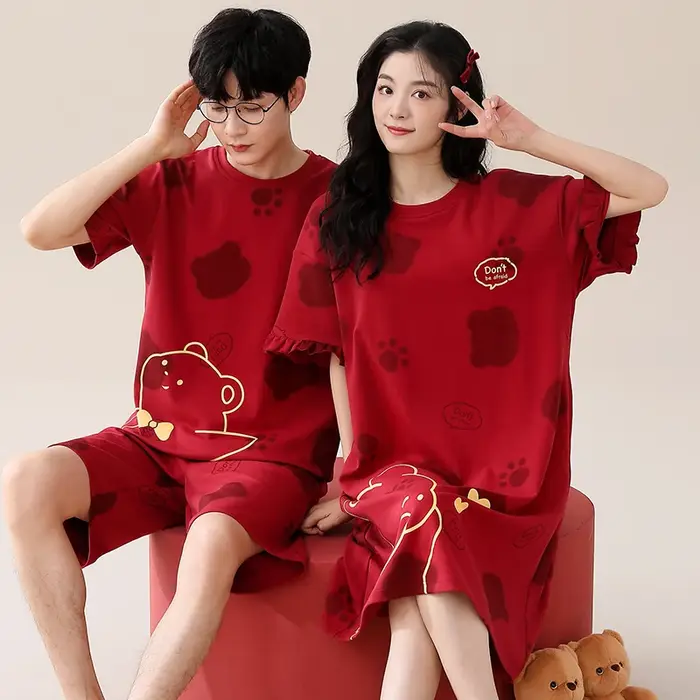 Ensemble de pyjama à manches courtes pour hommes et femmes