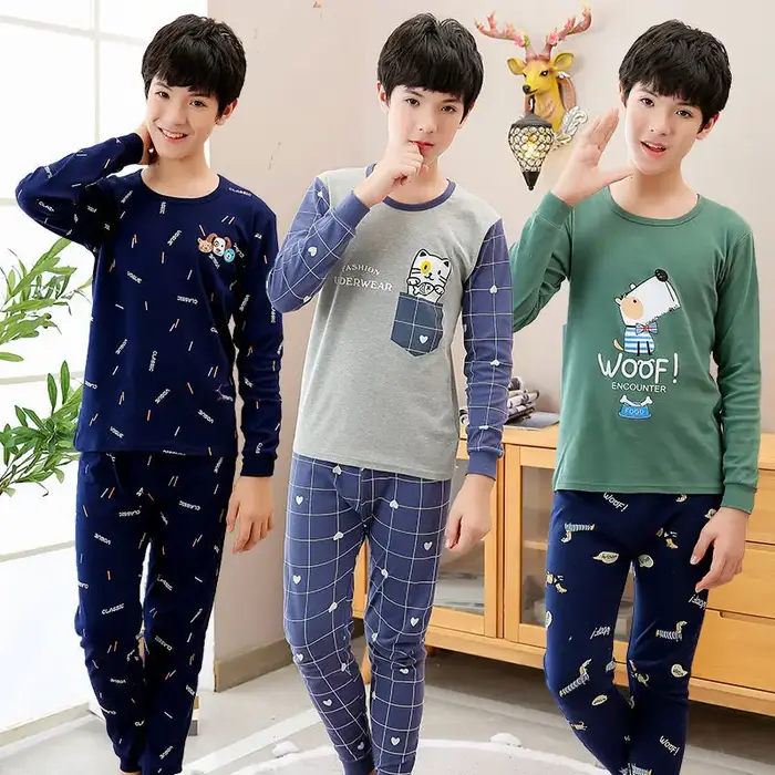 Pyjama en coton à manches longues pour adolescents