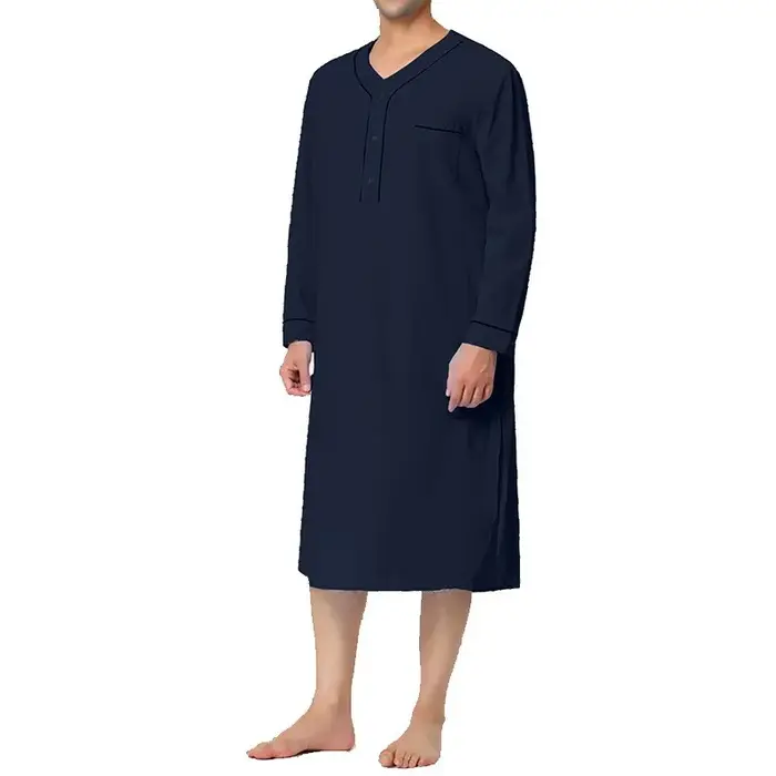Pyjama décontracté à manches longues et col en v pour homme