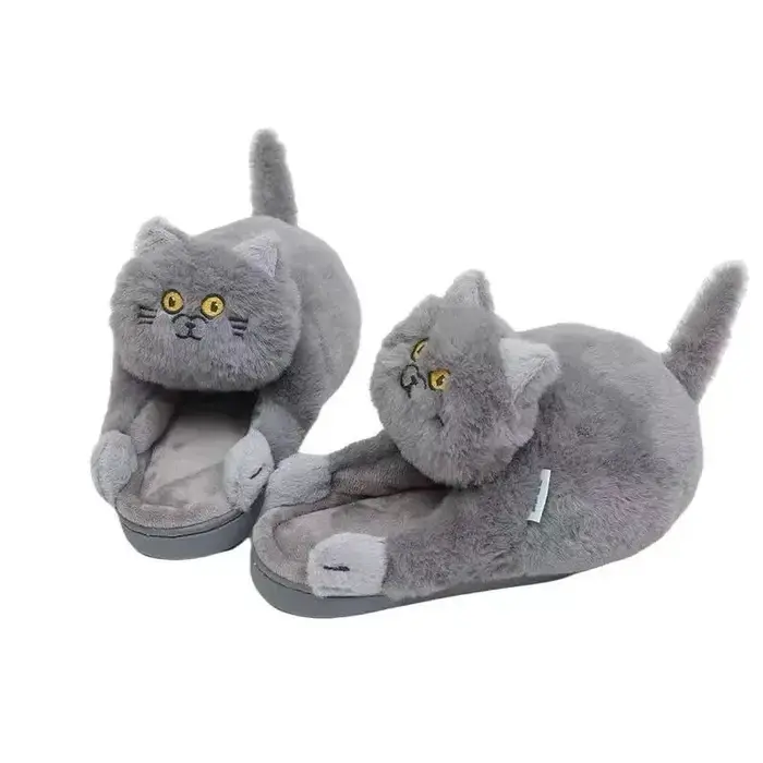Pantoufles en mousse à mémoire de forme pour femmes et hommes, pantoufles de chat drôles de designer