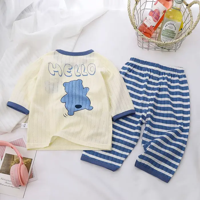 Ensemble pyjama en coton pour bébé, manches longues, vêtements de nuit pour bébé, dessin animé, vête