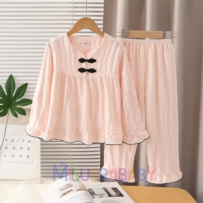 Nouveau doux princesse filles pyjama ensembles à manches longues vêtements de nuit enfants décontrac