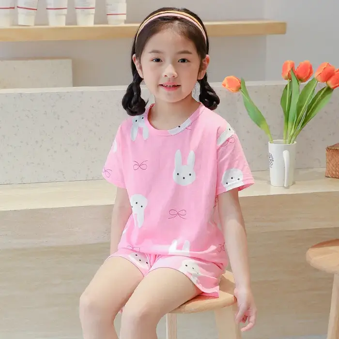 Pyjama en coton à manches longues pour adolescents, ensembles de vêtements pour enfants, vêtements d