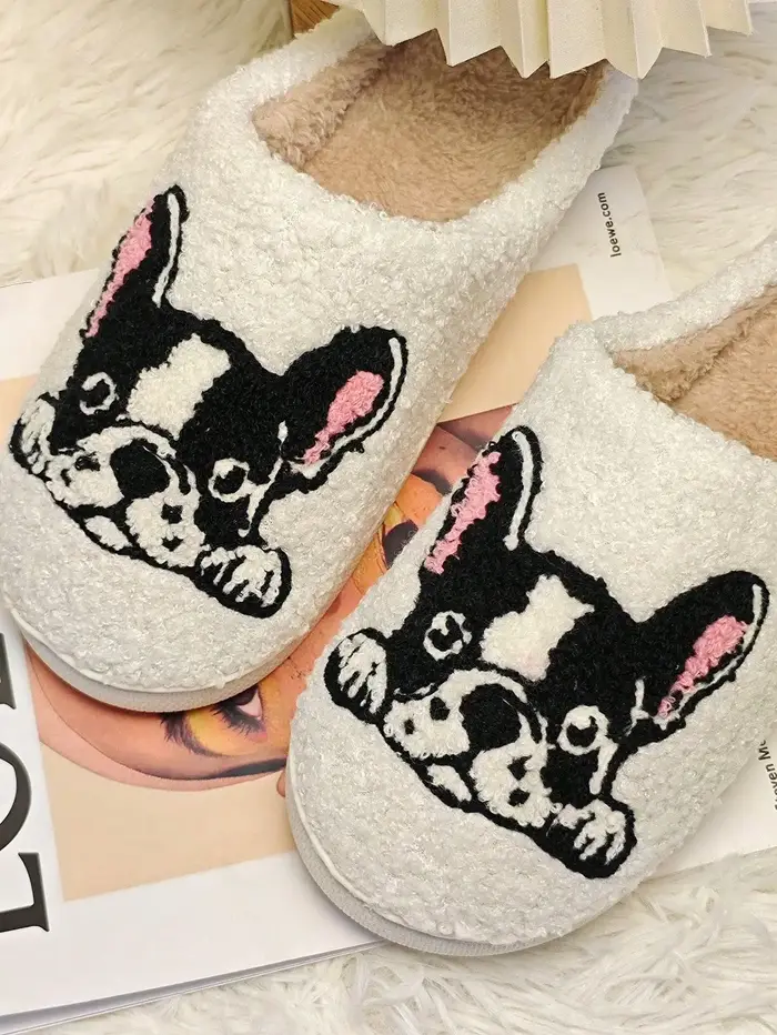 Nouvelles pantoufles en polaire motif bouledogue mignon 2026 pour hommes et femmes