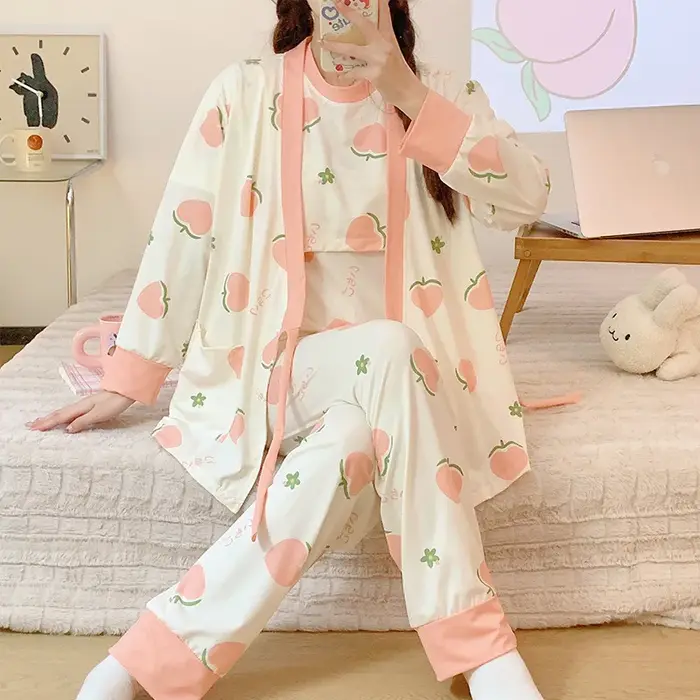 Ensemble de pyjama pour femme enceinte en trois pièces