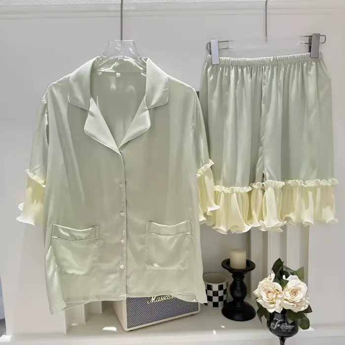 Mode femmes Pyjamas ensemble vêtements de nuit été à manches courtes chemise Shorts Pijamas costume 