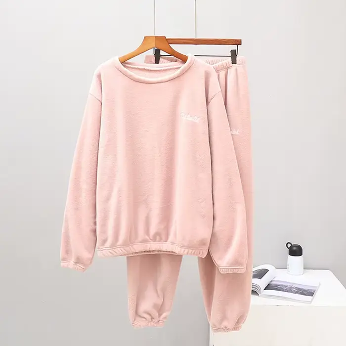 Femmes hiver flanelle pyjama ensemble polaire pyjamas vêtements de nuit Homewear épais chaud velours femme costume