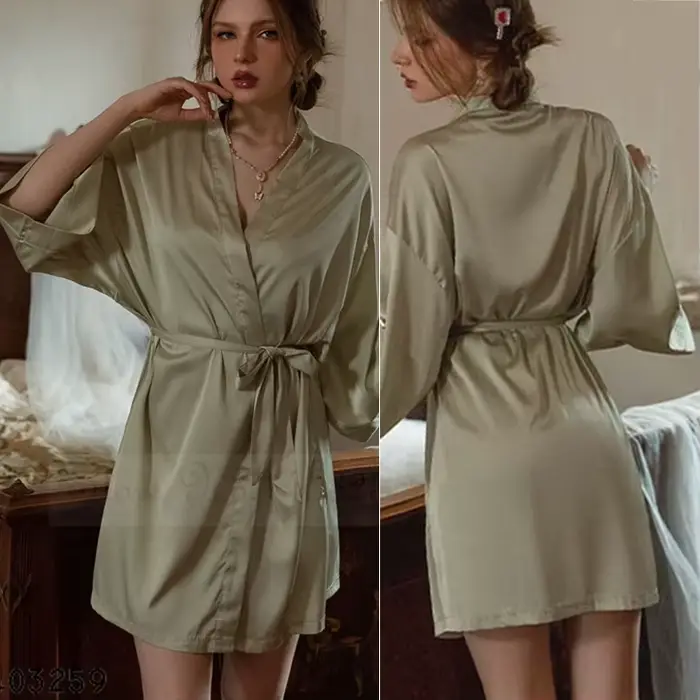 Style chinois imprimé Robe vêtements de nuit été glace soie Kimono peignoir Robe décontracté femmes 