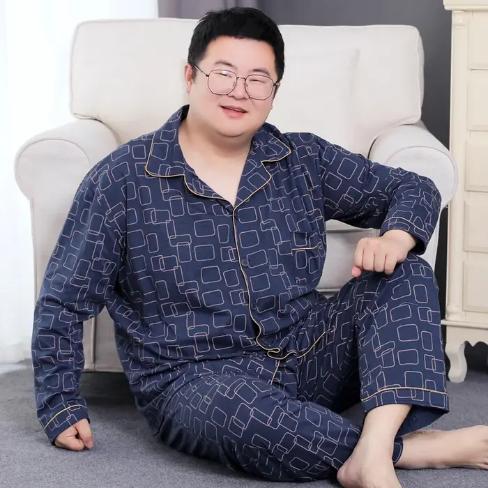 Grande taille 5XL hommes à manches longues coton pyjama ensembles automne hiver Style coréen ensembl