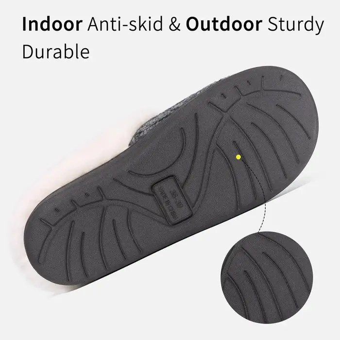 Litfun hiver fourrure chaussons pour femmes sans lacet doublé de laine confortable maison diapositives mousse à mémoire