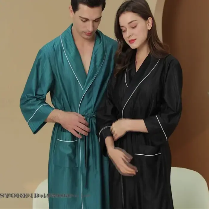 Coupe Robe à manches longues printemps automne peignoir Kimono Robe vêtements de salon vêtements de nuit de luxe décontracté Homewear vêtements de nuit avec poche