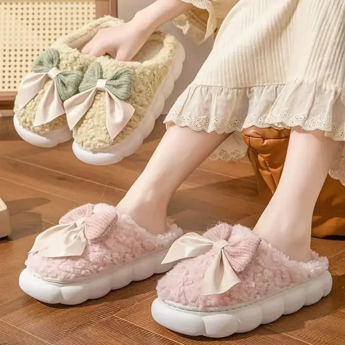Chaussons en fourrure épaisse pour femmes
