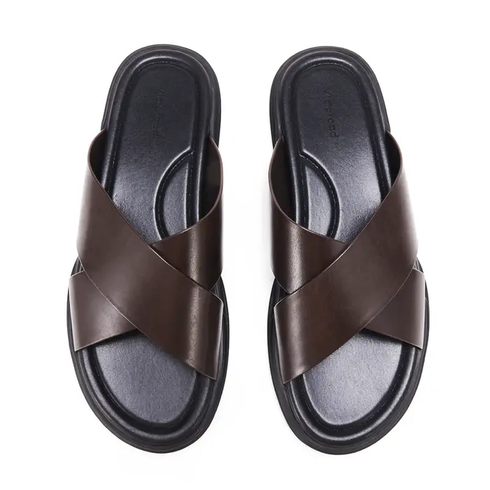 Chaussons élégants en cuir antidérapants