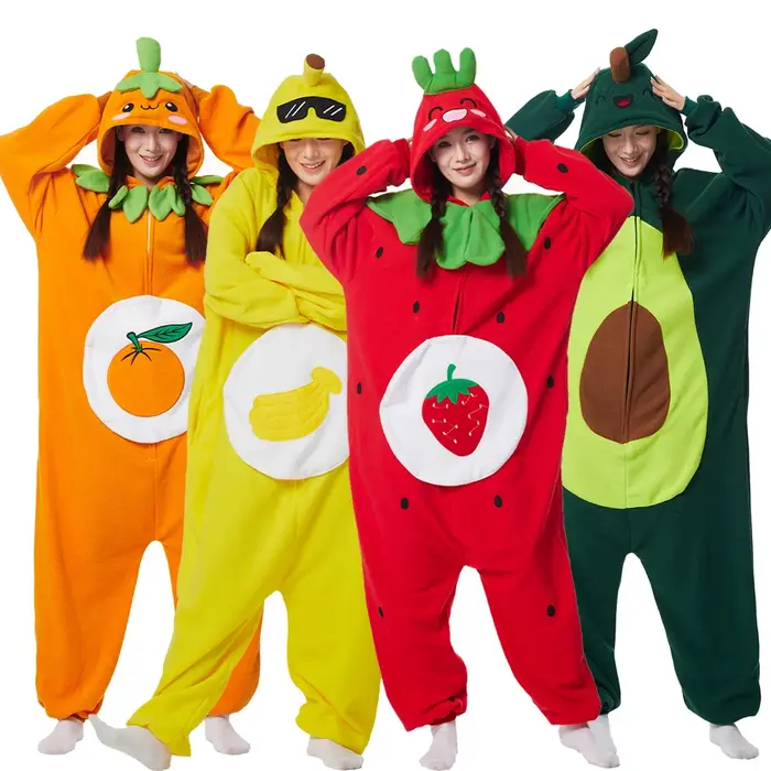Onesieshow Fruit Kigurumi Pyjamas Halloween Onesie Adulte Enfants Dessin Animé Citrouille Avocat Pyjama Cosplay Fête Femmes Hommes Homewear
