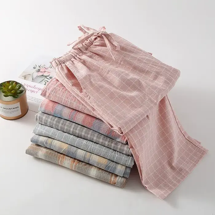 Pantalon de pyjama en coton à carreaux pour femmes