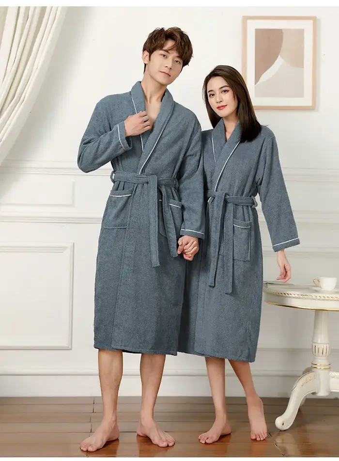Femmes 100% coton éponge Robe unisexe amoureux doux Robe de bain pour hommes et femmes peignoir vête