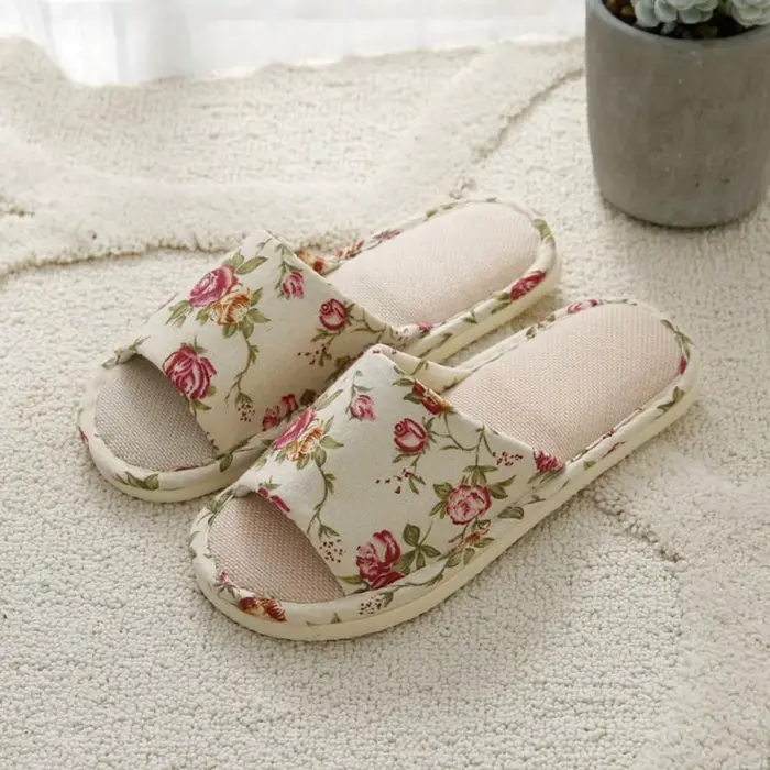 Pantoufles d'intérieur en lin pour hommes et femmes