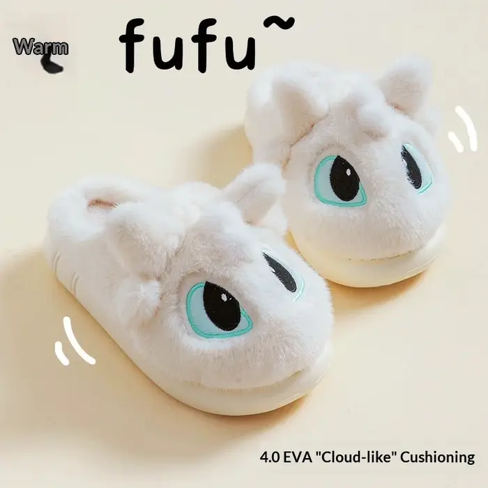 Pantoufles d'hiver mignonnes Toothless, inspirées de How To Train Your Dragon, en fourrure, antidéra