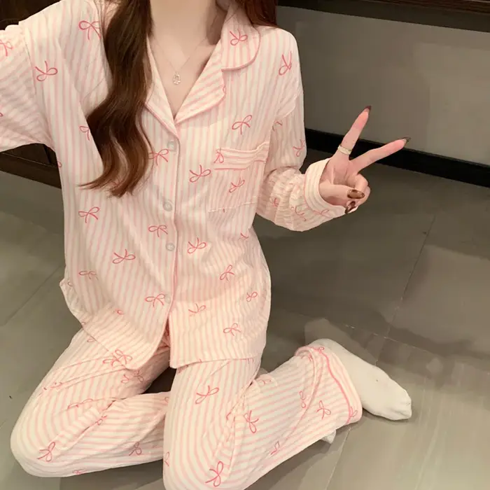 Pyjama en tissu froissé pour l'automne et l'hiver