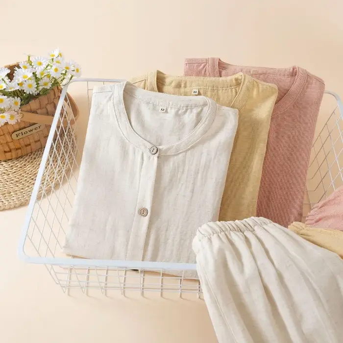 Pyjama Simple en coton et lin Lyocell pour femme