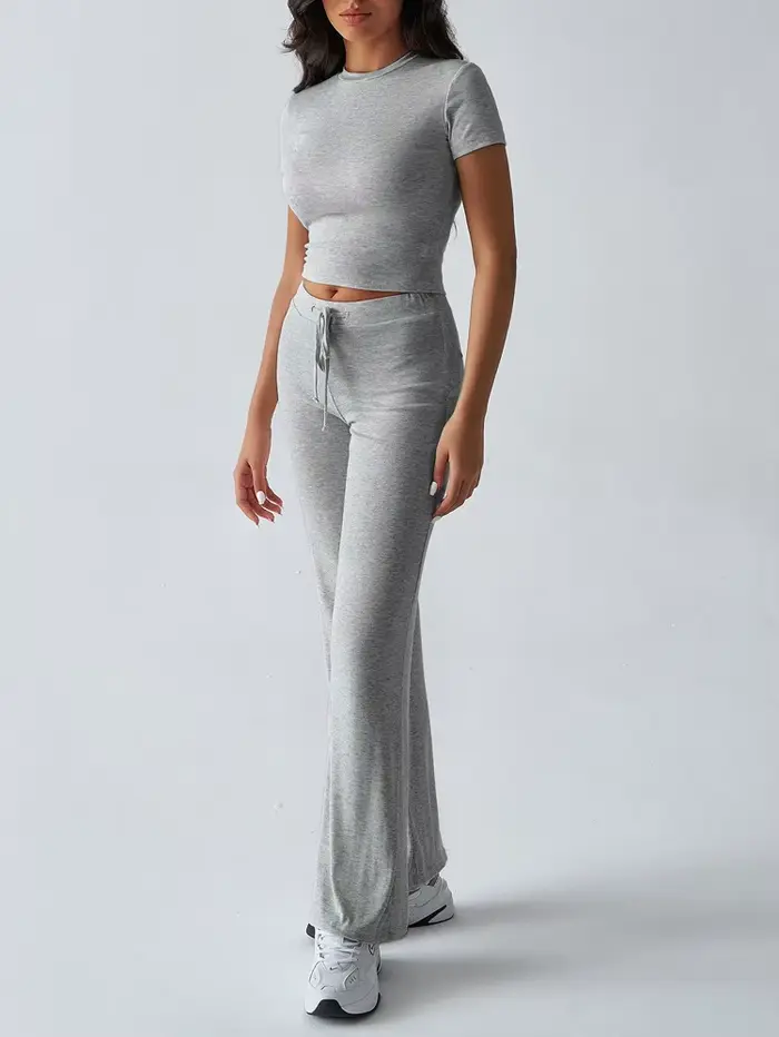 Ensemble de salon décontracté pour femmes – Haut et pantalon à manches courtes deux pièces