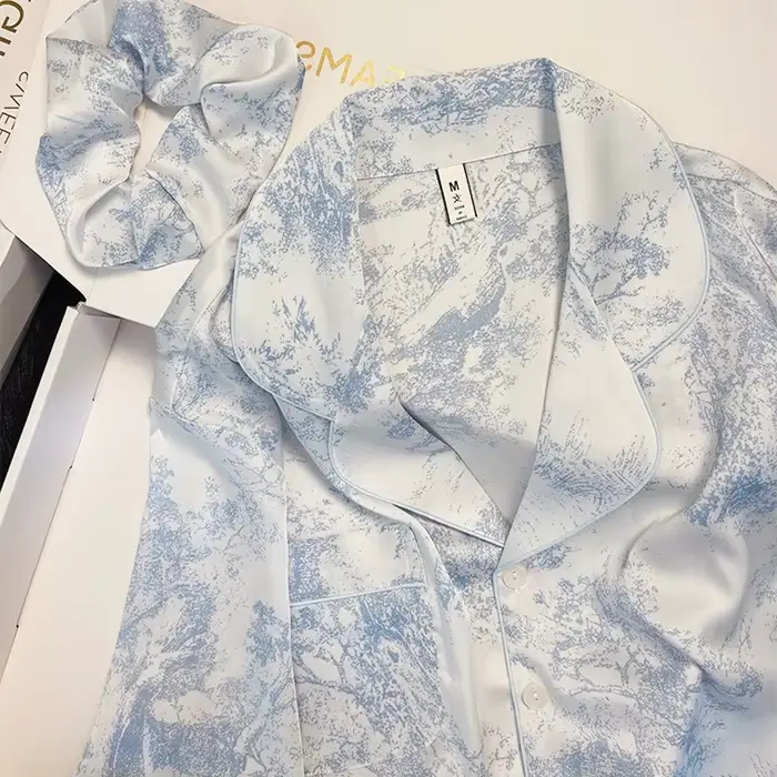 Nouveau Style chinois dentelle Patchwork haut pantalon 2 pièces Pyjamas Femme Sexy Pijama Mujer prin