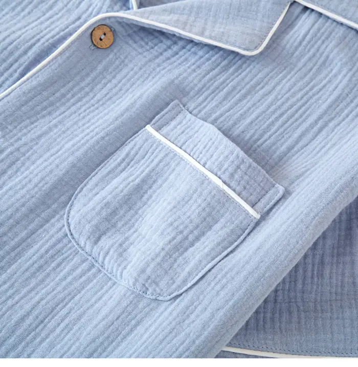 Ensemble pyjama en coton pour hommes, Short fin à manches courtes, pantalon Long, ensemble trois pièces, vêtements de maison, ample et respirant