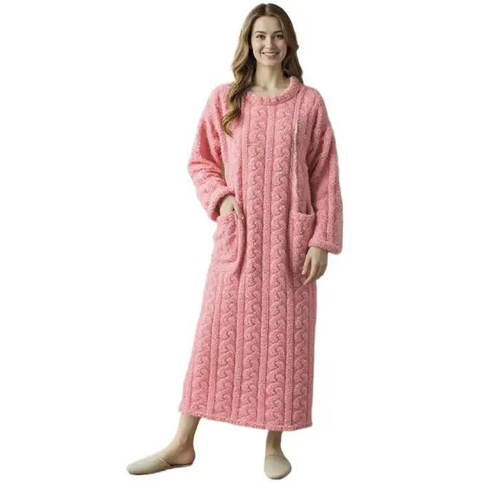 Chemise de nuit en polaire pelucheuse pour femme, pyjama chaud et confortable en peluche, décontract