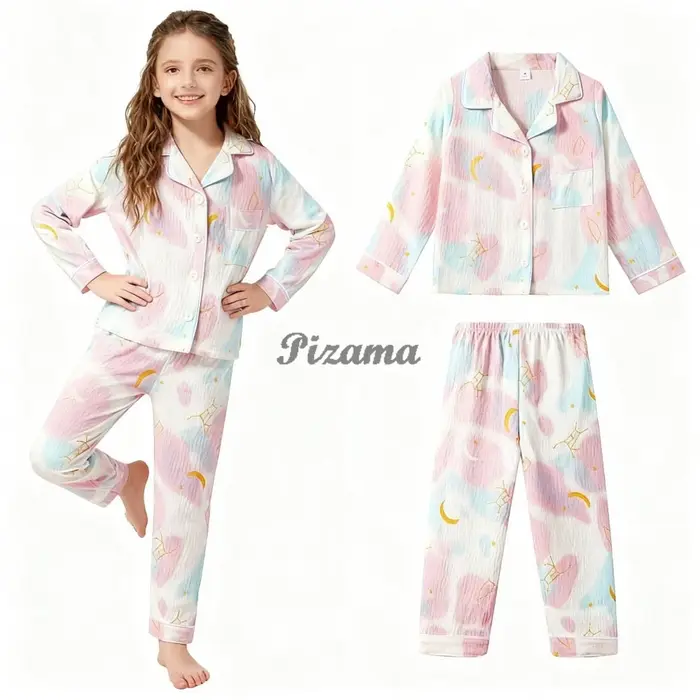 Printemps automne hiver adolescentes pyjamas ensembles enfants 2 pièces à manches longues vêtements