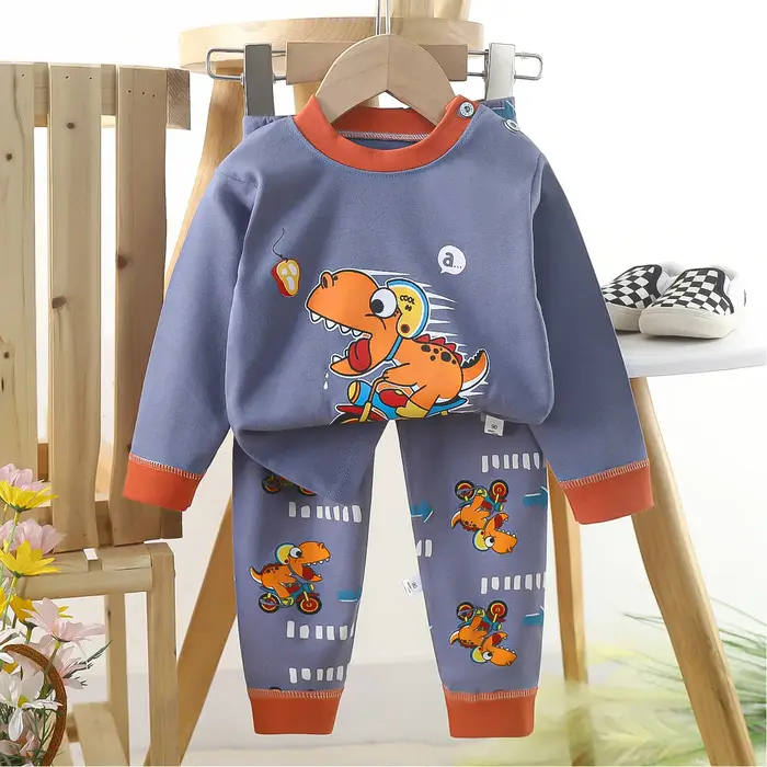 Enfants garçons décontracté chaud coton pyjamas mignon dessin animé ours à manches longues t-shirts hauts + pantalons