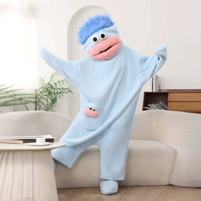 Pyjama Monster-Onesie à grande bouche, vêtements de détente en molleton de corail chaud et épais, py