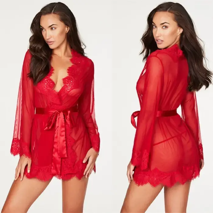 Pyjama d'été pour femmes, lingerie sexy en dentelle, robe de nuit transparente, babydoll érotique, r