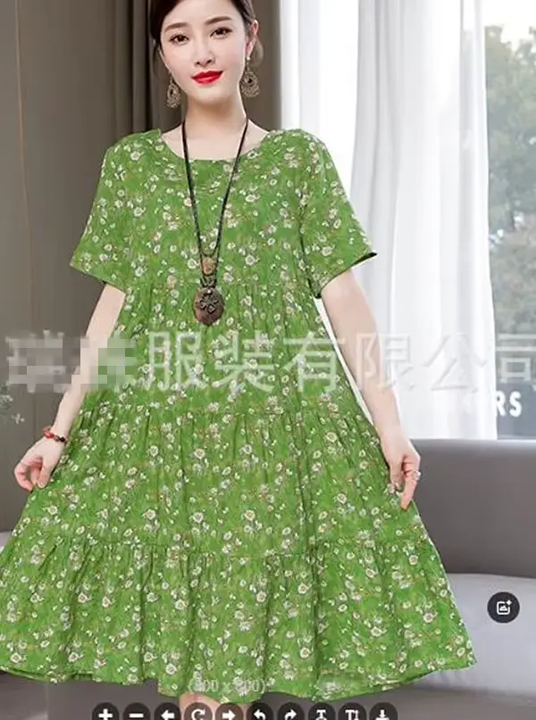 Vêtements d'été pour la maison, nouvelle robe de nuit en coton rayonne, manches courtes, ample, flor