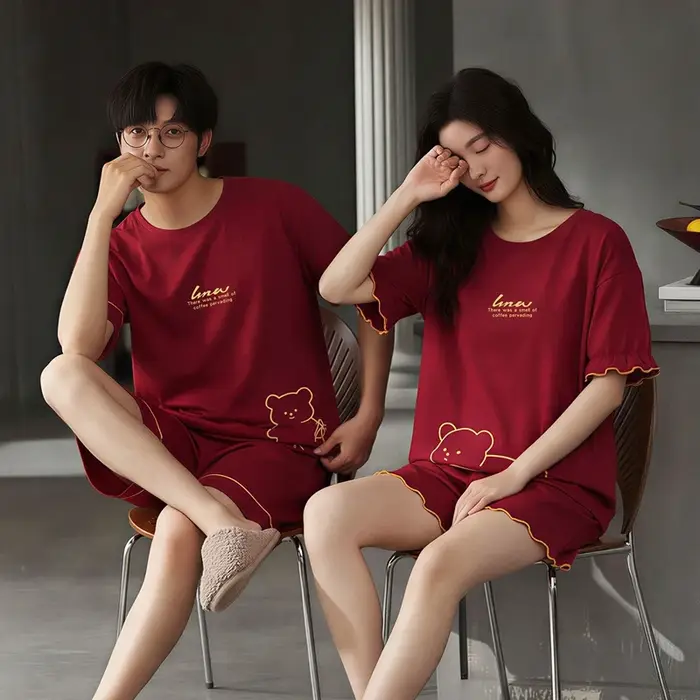 Ensembles de pyjama d'été 2026 pour couple, manches longues, 100 % coton, pour homme, style coréen, ample, vêtements de nuit, pyjama femme, vêtements d'intérieur, pijama mujer