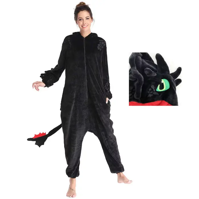 P-jTIME-Pyjama sans Dents avec Chaussures pour Femme Adulte, Animal, Dragon, Train, Costume Glutnel,