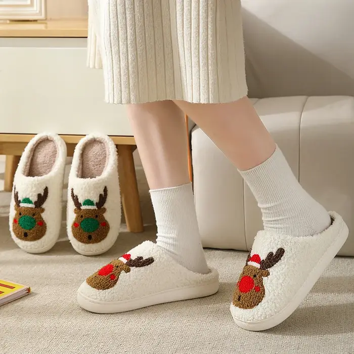 Pantoufles en coton œil du diable pour l'automne et l'hiver