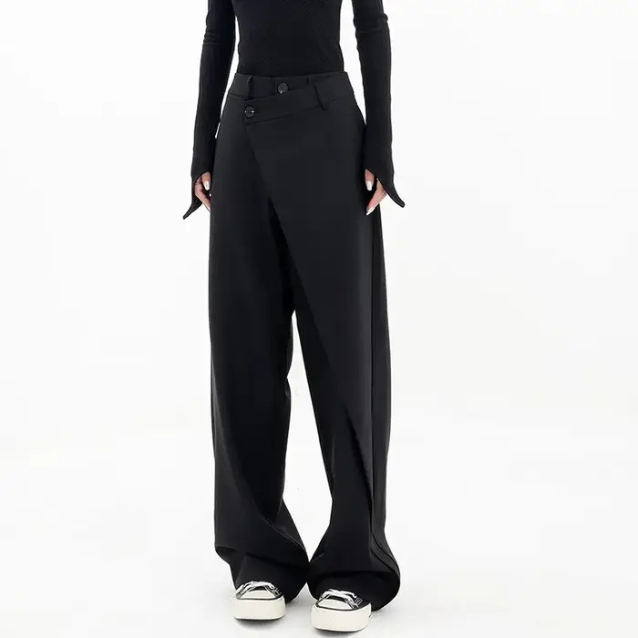 Pantalon large taille haute irrégulier pour femme, Y2K, mode estivale, patchwork décontracté, monoch